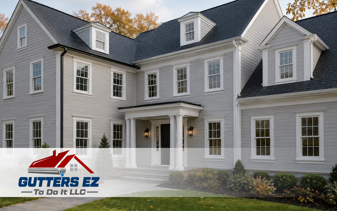 black gutters vs white gutters in Pennsylvania home exterior comparison