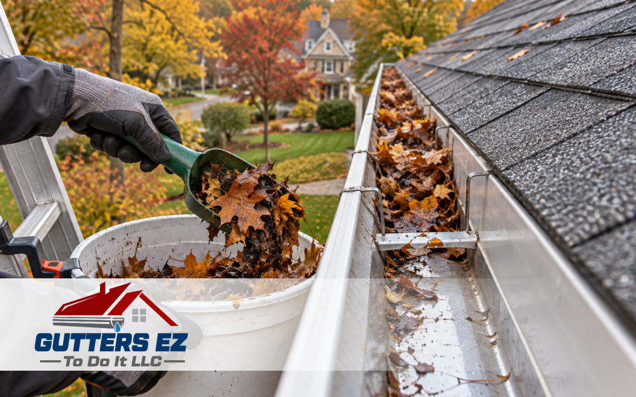 Gutter cleaning in Allentown PA removing leaves and seasonal debris